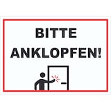 thumbnail of Schild Bitte anklopfen waagerecht A1 Rückseite selbstklebend