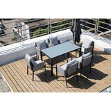 thumbnail of Möbilia Garten-Essgruppe | 1 Tisch, 6 Stühle | Stahl schwarz, Glas und Olefin in grau | 28020041 | Serie GARTEN