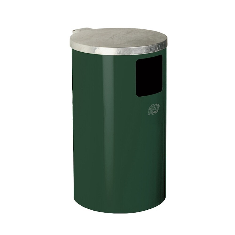 PROREGAL Abfallsammler zur Wand- oder Rohrbefestigung | 30 Liter, HxBxT 62x30x30cm | Verzinkter Stahl | Grün | Mülleimer Abfalleimer Müllkorb