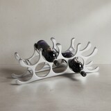 thumbnail of Design Aluminium Weinregal 9 Flaschen in Silber 55x20x12 cm, Flaschenregal Wein Zubehör Edel modern, Metall Deko Weinflaschen Halter Schmal Küche