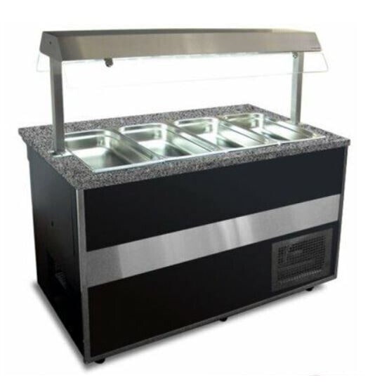 Gastro Heiße Theke Warmvitrine Bain Marie Warmhaltetheke 2x 1/1 GN, 1x 2/4 GN 1000x800x1250mm