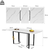 thumbnail of Essgruppe 5-teilig ausziehbar 75x179x80 cm Schwarz+Weiß mit MDF Tisch Metallgestell Kreuzform und 4 Samtstühlen gepolstert