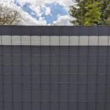thumbnail of zaun|zu® Sichtschutzstreifen Gelocht Quadrat Muster für Doppelstabmatten Lichtgrau 2,55m