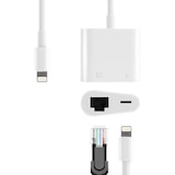 thumbnail of Concentrador Lightning TOJ a Ethernet Rápido RJ45 + Lightning de 8 Pines (PD) - 100 MB/s - Apple iPhone/iPad - Adaptador Ethernet