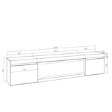 thumbnail of TV-Meubel, Lowboard, Woonkamer, Eetkamer, 208x35x45cm, Voor tv's tot 80", Elektrische haard XXL, Moderne stijl, Zwart _ 412_21