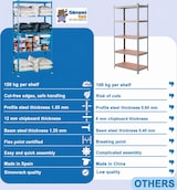 thumbnail of SimonRack Estantería Metálica, 1800x800x300 mm, 5 Alturas, Bandeja Madera, 150 kg de Punto Flexión, Blanco/Madera - Maderclick