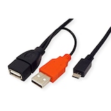 thumbnail of ROLINE USB 2.0 Y-Kabel, 2x Typ A (ST / BU) - Micro B ST, 1m