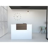 thumbnail of Oficit. Mostrador de recepción y oficina, blanco con sobremostrador nogal. Fácil de montar. Fabricado en España. Medidas: 180x50x105(an x fon x alt)