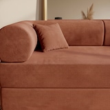 thumbnail of Oviala Canapé convertible 2 places en tissu avec coussins marron