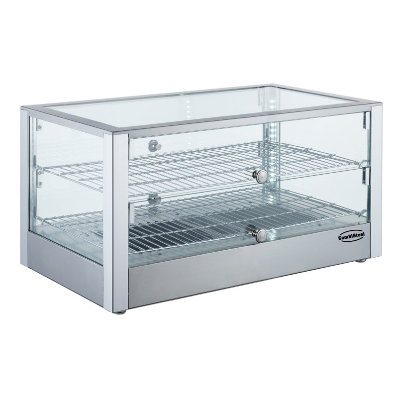 Verwarmde vitrinekast van Combisteel, 80 liter, met 2 schappen, tafelmodel