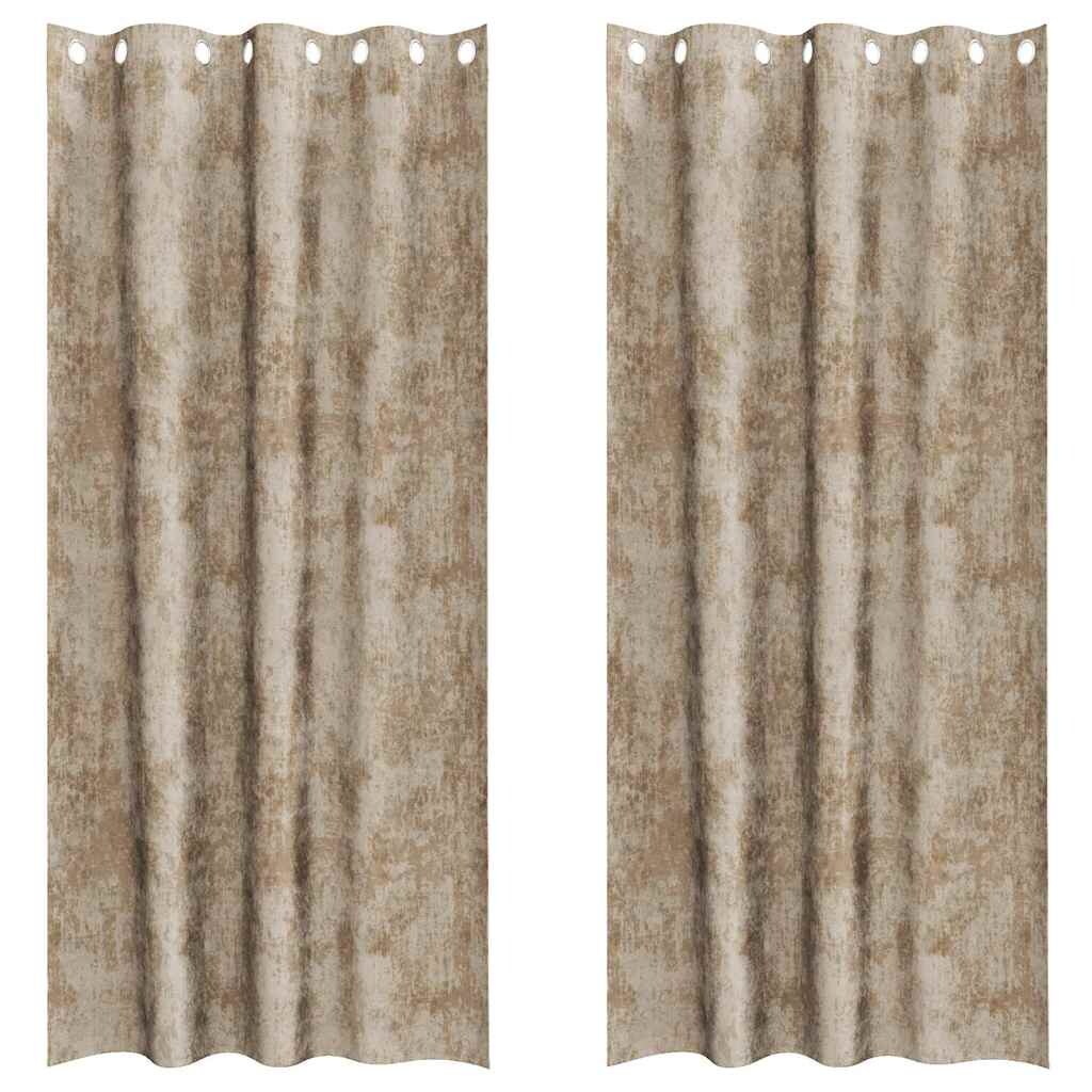 vidaXL Samtvorhänge mit Vorhängen 2 pcs Champagner 225 x 140 cm Samt