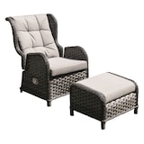 thumbnail of Verstellbarer Polyrattan Comfort Relax Ohrensessel Gartensessel Polster Hocker : Relax Sessel + Hocker