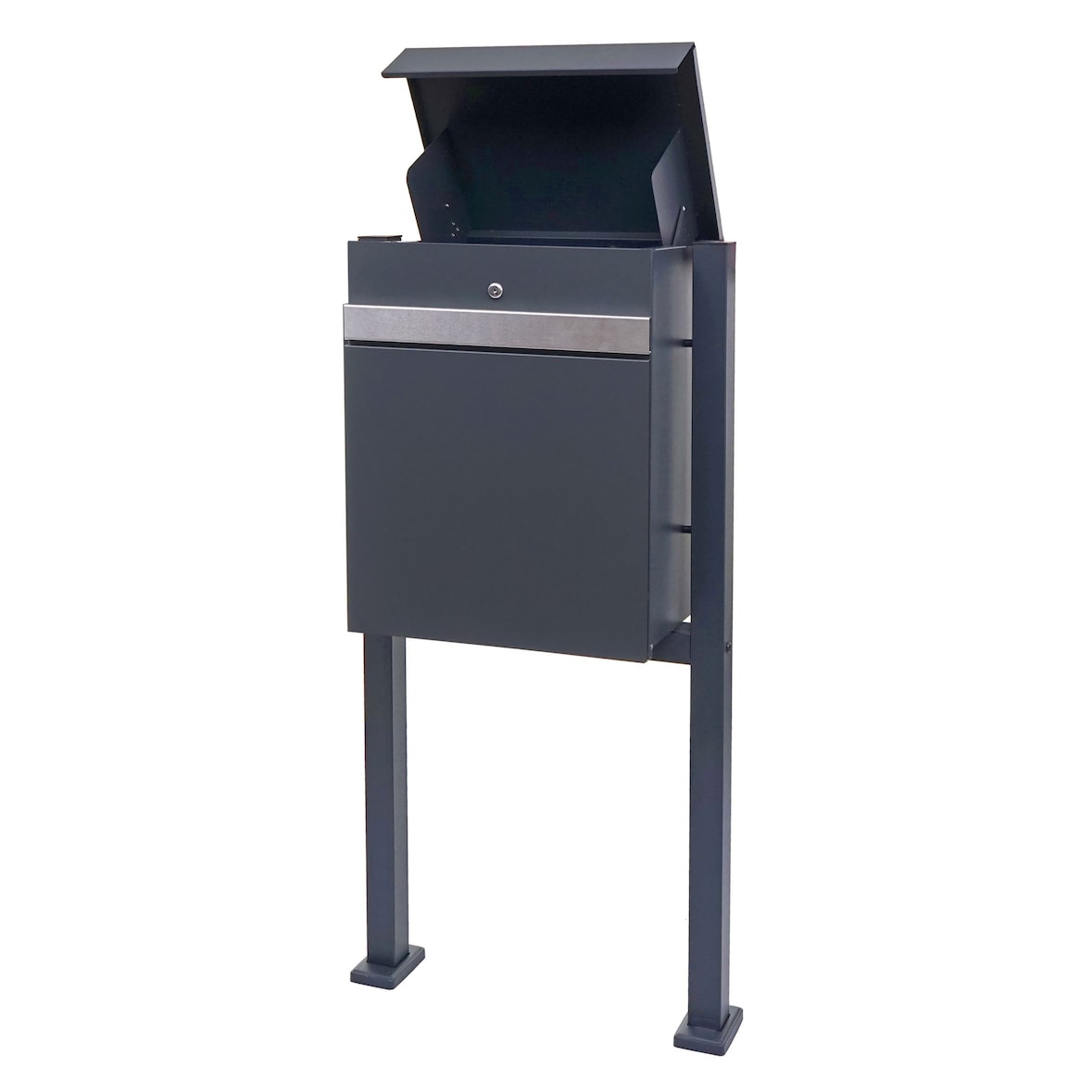 Pakketdoos met standaard HWC-K41, pakketdoos, pakketstation, staande brievenbus, metaal ~ gegalvaniseerd antraciet-roestvrij staal