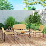 thumbnail of Outsunny conjunto jardín exterior de ratán resistente a la intemperie con 2 sillones sofá de 2 plazas y mesa de tablero de vidrio templado natural