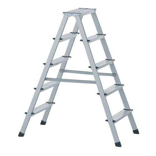 Stufenstehleiter Alu.3Stufen beidseitig begehbar elox.Holme Arbeitshöhe 2220mm