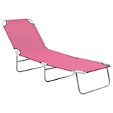 thumbnail of Tumbona plegable de acero y tela rosa