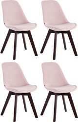 thumbnail of Décoshop26 - 4er-Set Esszimmerstühle im skandinavischen Design bezogen mit rosa Samt und 4 dunklen Holzbeinen 10_0008760