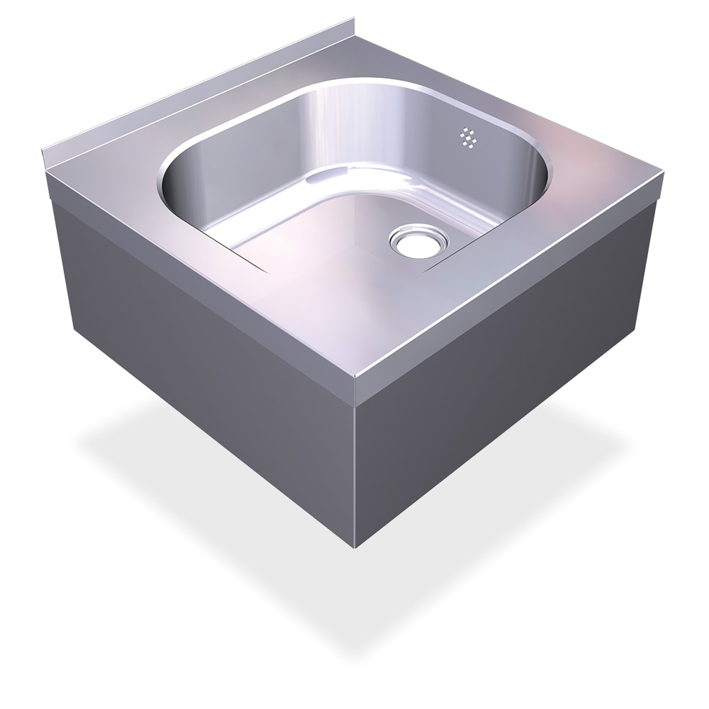 Fregadero colgante con faldón y cubeta 45x45x20 en acero inox