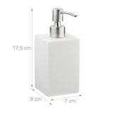 thumbnail of Relaxdays Seifenspender 300 ml, nachfüllbar, Bad, Küche, Flüssigseifenspender eckig, Polyresin, Edelstahlpumpe, weiß