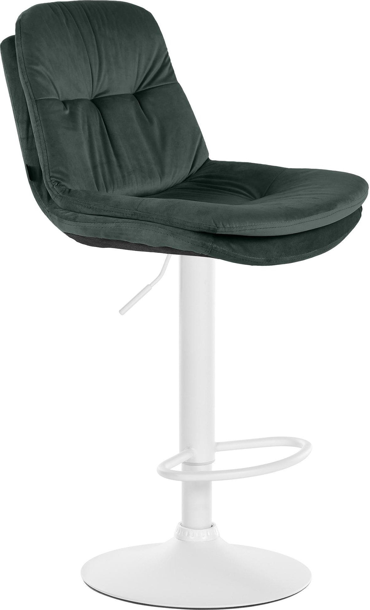 Barhocker Laurel Samt dunkelgrün/Metall matt weiss