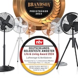 thumbnail of Brandson Standventilator 35W mit Oszillation 80 Grad im Chrom Design, 30 cm Rotor, höhenverstellbarer Standfuß, 3 Geschwindigkeiten, 30 Grad neigbar