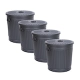 thumbnail of Jinfa 4er-Set Retrodesign Mülleimer mit Griffen und Deckel + 30 Müllbeutel | schwarz | 62L