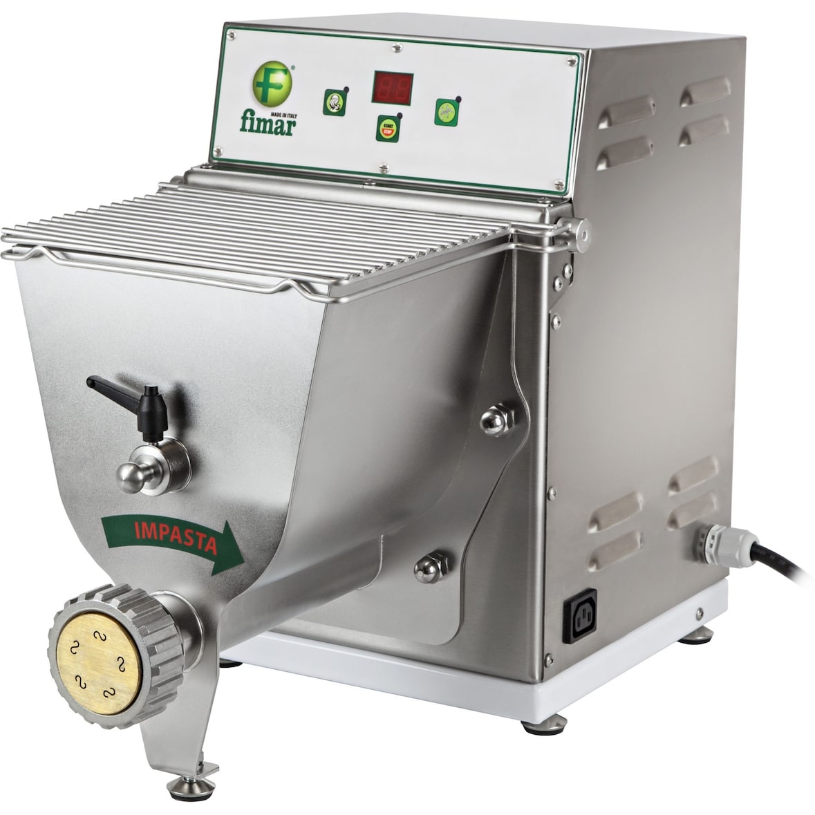 Macchina pasta fresca. Produzione 8 Kg/h. Vasca 2 Kg. Potenza 0,5 hp. FIMAR modello PF25E