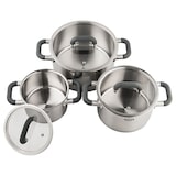 thumbnail of Mulex, Topfset LUGANO aus Edelstahl 6-teilig, + Servierpfanne, für alle Herdarten, mit Deckel, Induktions Töpfe Set