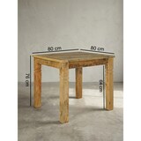thumbnail of Esszimmertisch WL5.077 Braun 80 x 80 x 76 cm Mango Massivholz, Design Landhaus Esstisch Massiv, Tisch für Esszimmer Quadratisch, Küchentisch für 4