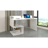 thumbnail of Web Furniture Scrivania ESSE Bianco Lucido  140cm con sopralzo