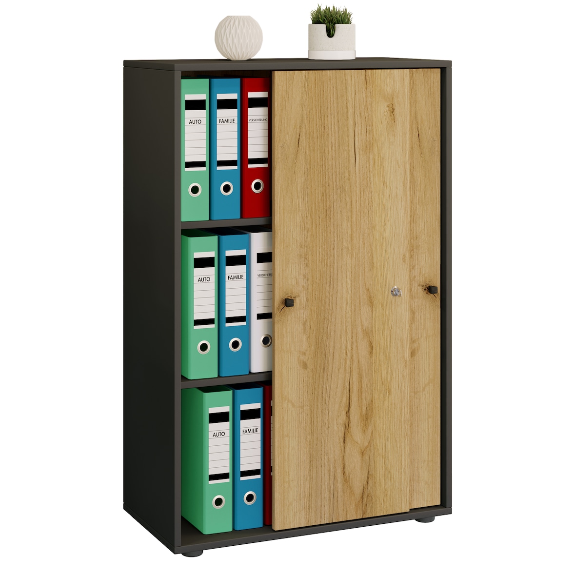 VCM Büroschrank Lona Anthrazit / Honig-Eiche