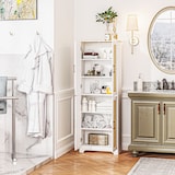 thumbnail of HOMCOM alacena de cocina mueble auxiliar de cocina con estantes ajustables puertas de ratán y sistema anti-vuelco 60x30x170 cm blanco