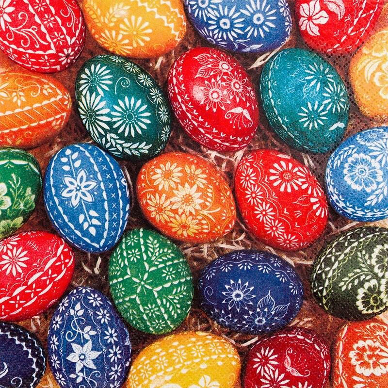 Home Fashion, Hand Crafted Eggs, Cocktail-Servietten aufgefaltetes Maß 25 cm x 25 cm, im Viertelfalz, 20 Stück pro Pack, 12 Pack pro Karton