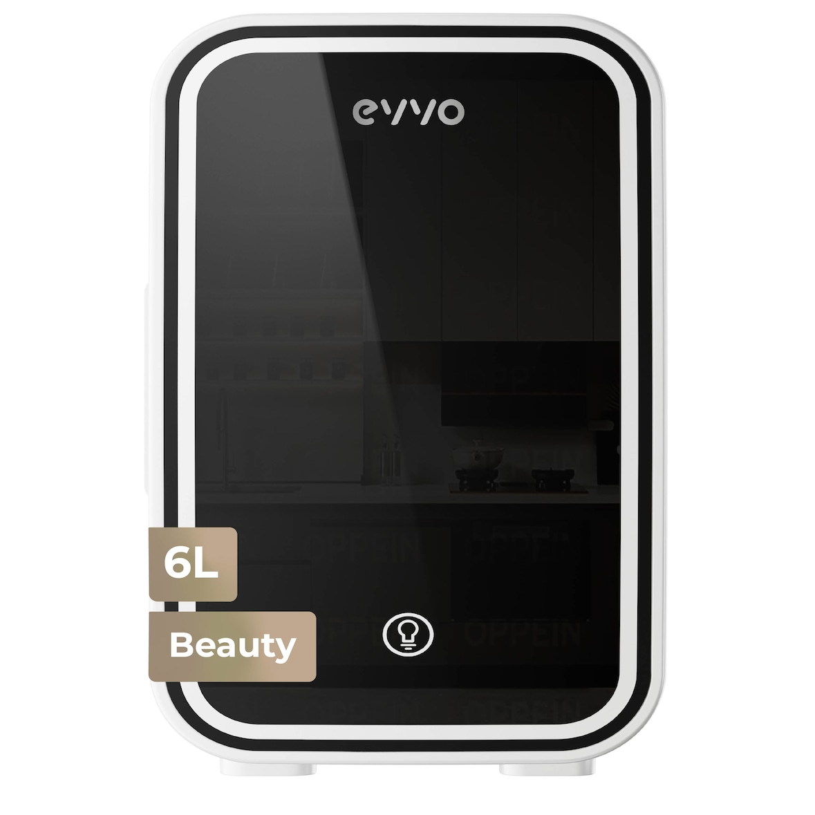 Nevera Mini EVVO F6 Beauty Blanco, 6 L, Enfría y Calienta, Luz LED, AC/DC