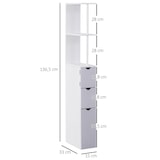 thumbnail of Columna auxiliar de baño moderno armario de baño mueble auxiliar de baño con 2 estantes 2 cajones y 1 puerta antivuelco 15x33x136,8 cm blanco