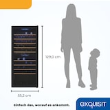 thumbnail of Exquisit Weinkühlschrank 2 Zonen, Platz für 114 Flaschen, 220 l, Umluftventilator, 9 Holzablagen, Temperaturanzeige, WS2-114-GTE-160G schwarz