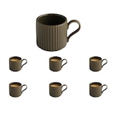 thumbnail of APS Espressokopje THE GRID 6-delige set - porselein, Ø 6 cm, 80 ml, modderkleurig (bruin), stapelbaar