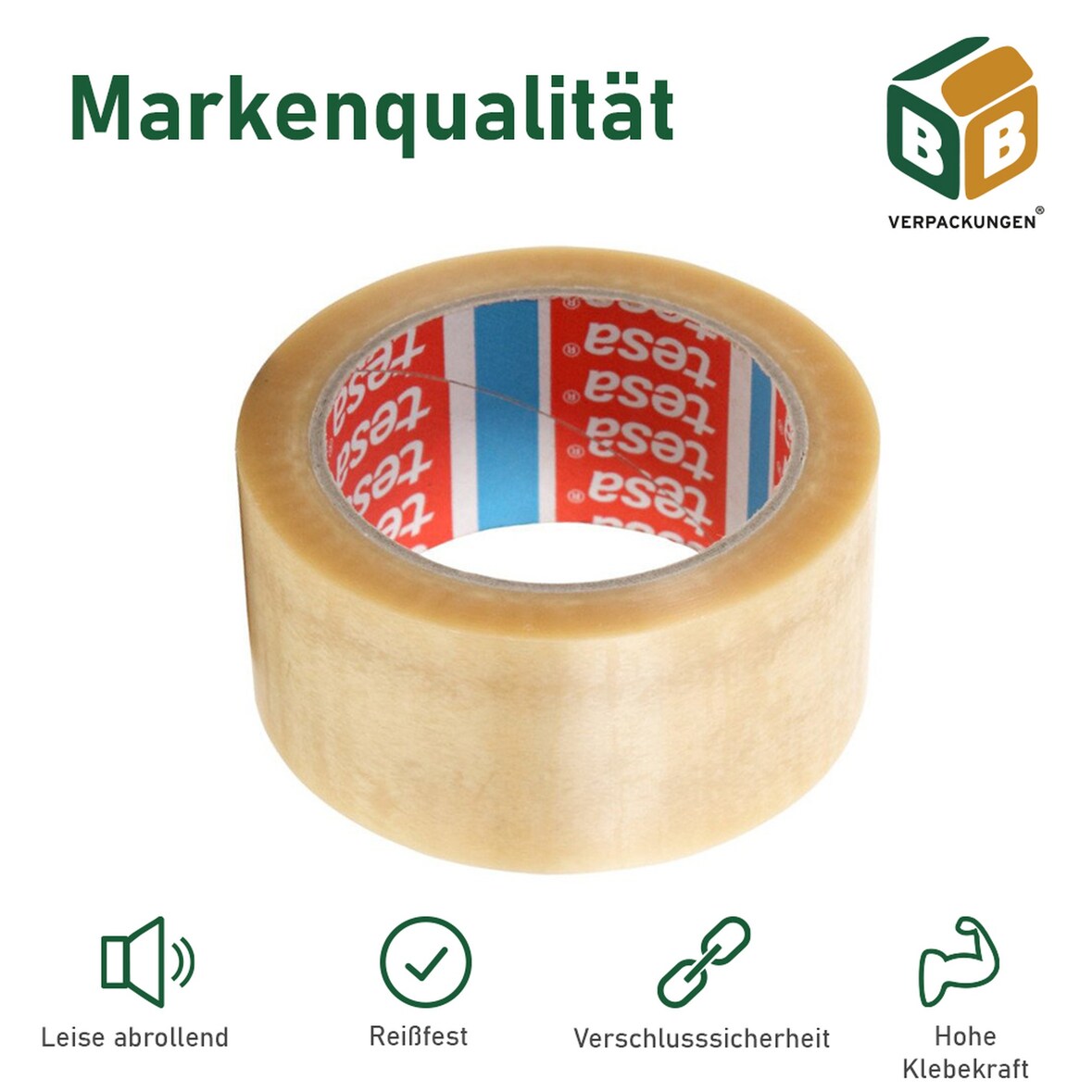 18 x Tesa PVC Klebeband (5 cm x 66 m) transparent Packband Paketband Kleberolle leise abrollend klebstark