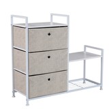 thumbnail of RUNA 3-Schubladen-Regal Universales Regalsystem aus Metall mit Vliesstoffschubladen Weiß/Beige