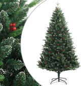 Ein künstlicher Weihnachtsbaum mit roten Beeren.