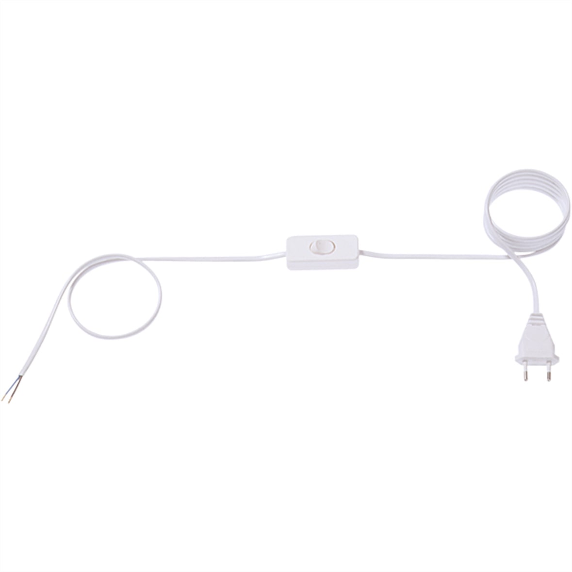 BACHMANN Zuleitung 2x0,75 1,8m weiss, H03VVH2-F Eurostecker unverp. Schalter