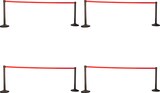 thumbnail of 8x Absperrpfosten Absperrständer schwarz mit roten 3 Meter Gurt - Band Personenleitsystem Abgrenzungsständer schwere Ausführung