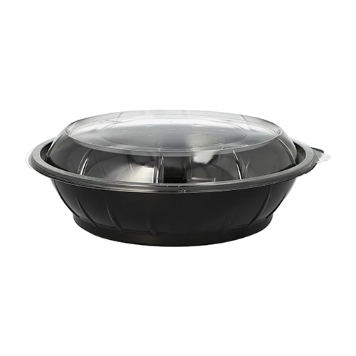 300 Salatschalen, PET 600 ml Ø 16,6 cm · 5,9 cm schwarz `Snap It` mit Deckel PET glasklar