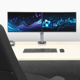 thumbnail of ACT AC8336 Monitor bureausteun | 2 Schermen tot 32” | VESA | Hoogte Verstelbaar | Kantelen - Roteren - Zwenken | Ergonomisch | Zilver