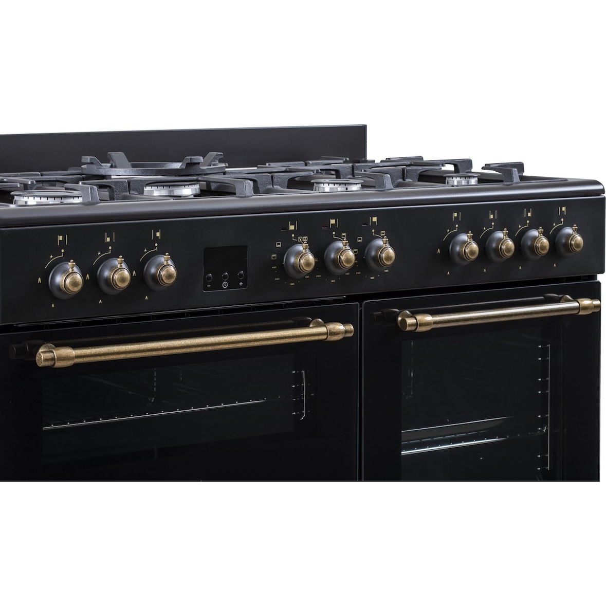 Solthermic Cocina Range Cooker Negra Rustica 7 Fuegos + 3 Hornos Eléctricos
