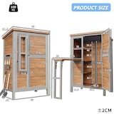 thumbnail of Merax Gartenschrank mit ausklappbarer Arbeitsplatte, Tannenholz, mit verstellbaren Regalböden, Haken & Sicherheitsverschluss, Naturholzfarbe