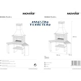 thumbnail of MF - Barbacoa de Obra Roma con 2 Mesas Laterales en Esquina (Gris, Naranja) para Leña y Carbón - 160x58x240 cm - REF: 3800 - Uso en Exteriores