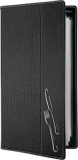 thumbnail of Securit® Speisekartenhülle A45 "Design" - Schwarz - Kunstleder mit Krokodilleffekt - 4 Sichtseiten