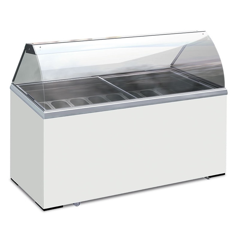 Vetrina gelato statica capacità 8 vaschette con riserva illuminazione led ante vetro scorrevoli ICE8