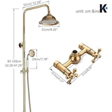 thumbnail of NALA | Vintage Regendusche Set Gold glänzend Edelstahl | Retro Design Duscharmatur Duschsystem | Mischbatterie Dusche komplett mit Handbrause